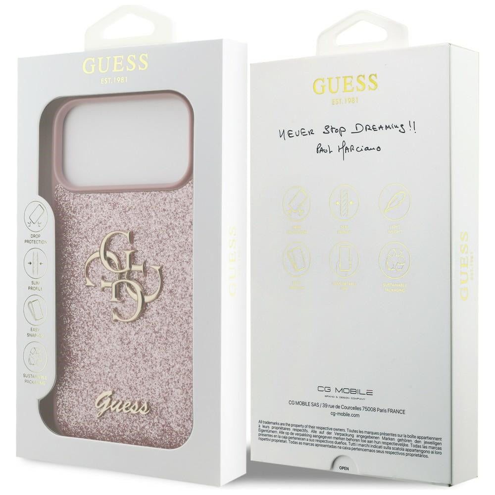 Hülle für Apple iPhone 18 Pro Max / 17 Pro Max, Guess, Fixed Glitter Big 4G, Rosa