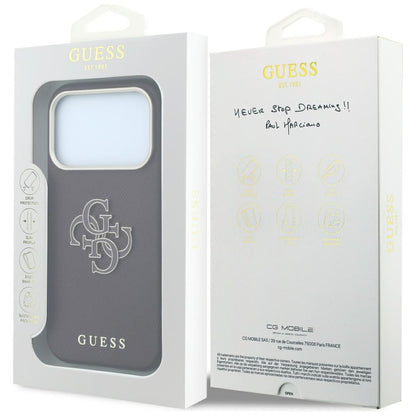 Hülle für Apple iPhone 18 Pro Max / 17 Pro Max, Guess, Genarbtes großes Harzlogo, Weinrot
