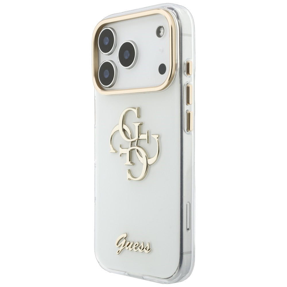 Hülle für Apple iPhone 18 Pro Max / 17 Pro Max, Guess, IML 4G Metal Script, Weiß