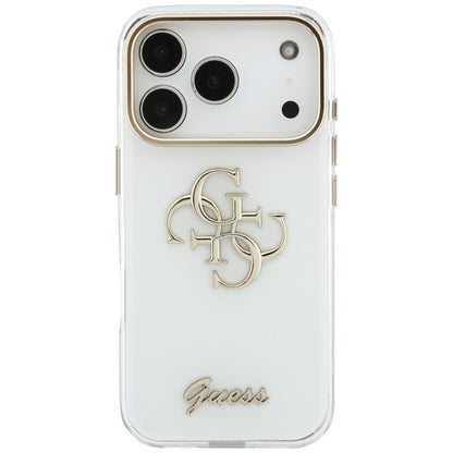 Hülle für Apple iPhone 18 Pro Max / 17 Pro Max, Guess, IML 4G Metal Script, Weiß