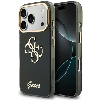 Hülle für Apple iPhone 18 Pro Max / 17 Pro Max, Guess, IML 4G Metal Script, Schwarz
