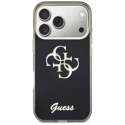 Hülle für Apple iPhone 18 Pro Max / 17 Pro Max, Guess, IML 4G Metal Script, Schwarz
