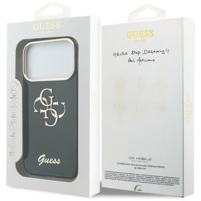 Hülle für Apple iPhone 18 Pro Max / 17 Pro Max, Guess, IML 4G Metal Script, Schwarz