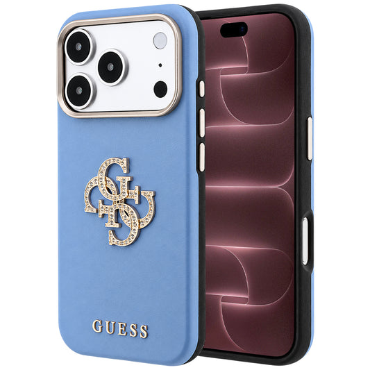 Hülle für Apple iPhone 18 Pro Max / 17 Pro Max, Guess, Smooth Big Strass Logo, Hellblau