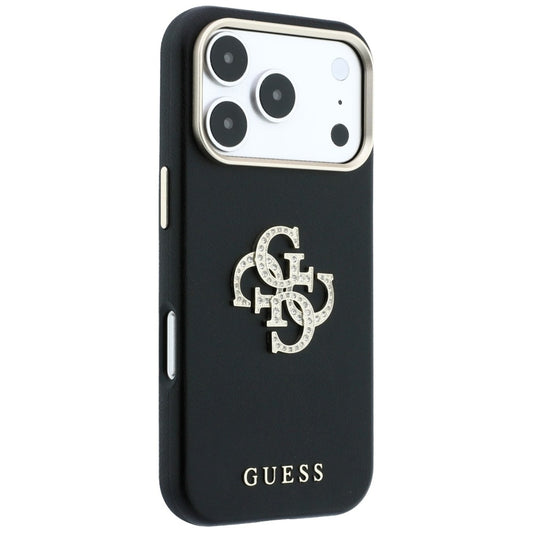 Hülle für Apple iPhone 18 Pro Max / 17 Pro Max, Guess, Glattes großes Strass-Logo, Schwarz