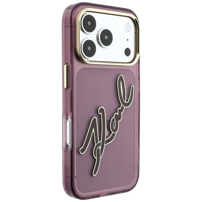Hülle für Apple iPhone 18 Pro Max / 17 Pro Max, Karl Lagerfeld, IML Big Signature Resin Logo Metallrahmen, Weinrot