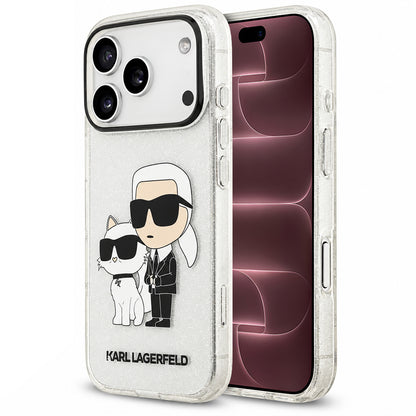 Hülle für Apple iPhone 18 Pro Max / 17 Pro Max, Karl Lagerfeld, IML Glitter Karl and Choupette NFT, transparent