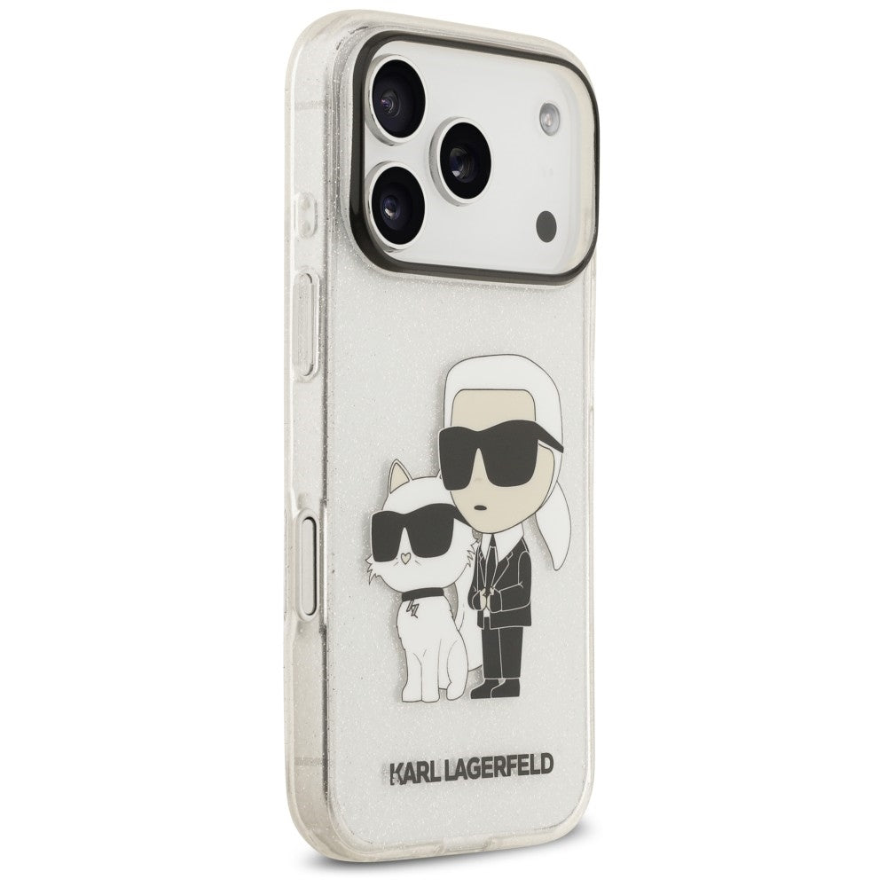 Hülle für Apple iPhone 18 Pro Max / 17 Pro Max, Karl Lagerfeld, IML Glitter Karl and Choupette NFT, transparent