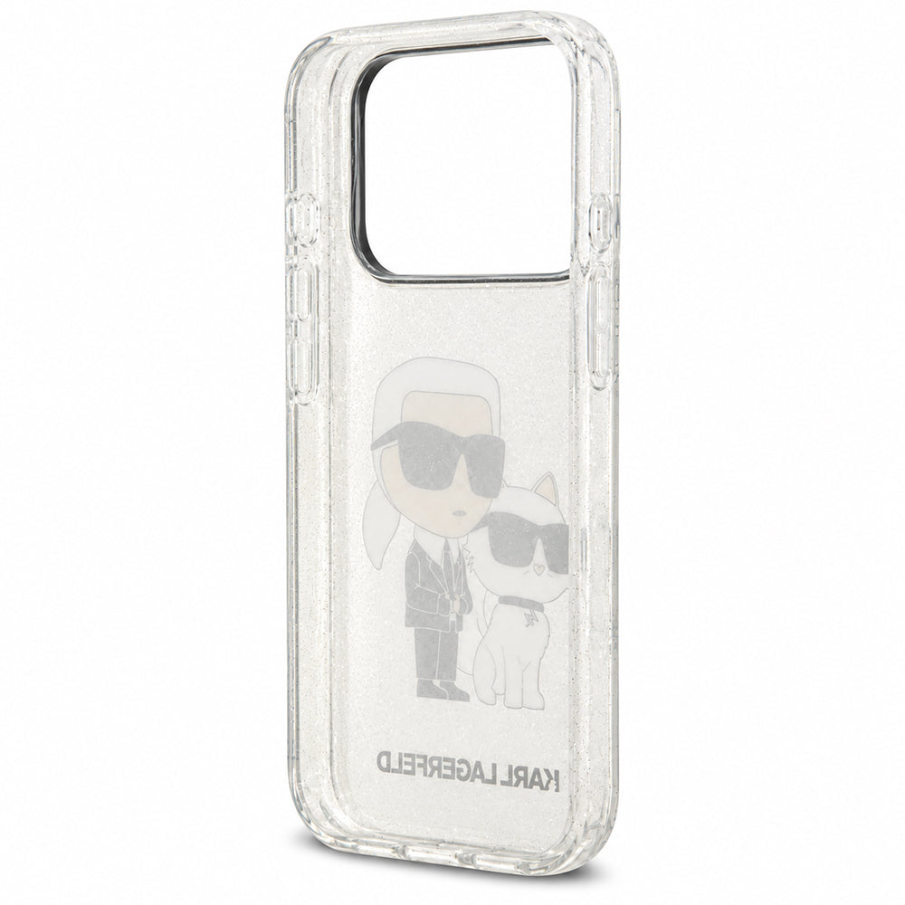 Hülle für Apple iPhone 18 Pro Max / 17 Pro Max, Karl Lagerfeld, IML Glitter Karl and Choupette NFT, transparent