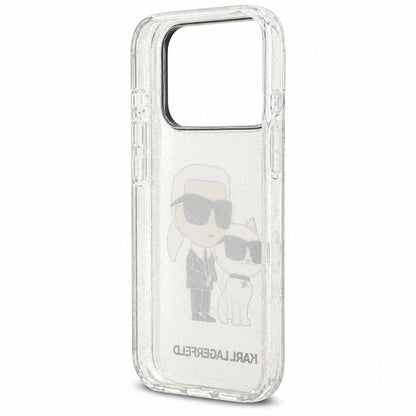 Hülle für Apple iPhone 18 Pro Max / 17 Pro Max, Karl Lagerfeld, IML Glitter Karl and Choupette NFT, transparent