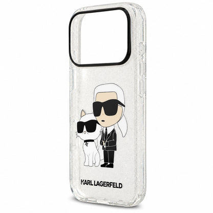 Hülle für Apple iPhone 18 Pro Max / 17 Pro Max, Karl Lagerfeld, IML Glitter Karl and Choupette NFT, transparent