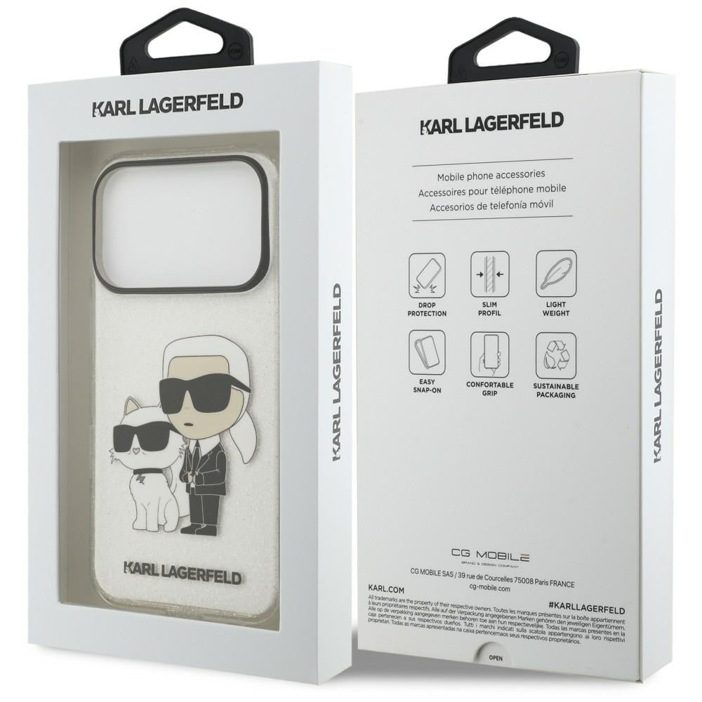 Hülle für Apple iPhone 18 Pro Max / 17 Pro Max, Karl Lagerfeld, IML Glitter Karl and Choupette NFT, transparent