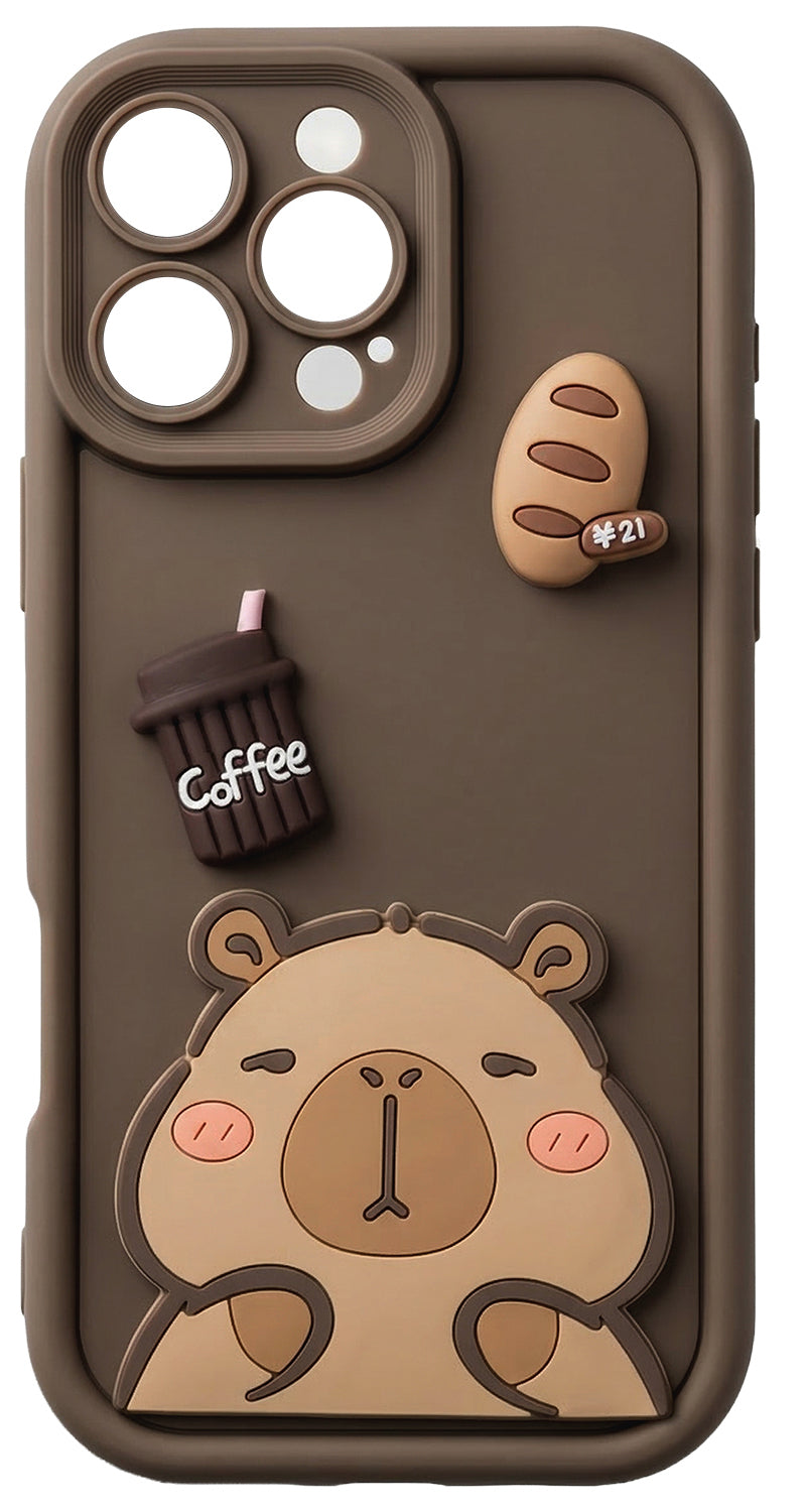 Hülle für Apple iPhone 17 Pro, OEM, Ultra Trendy 3D Capybara, Braun
