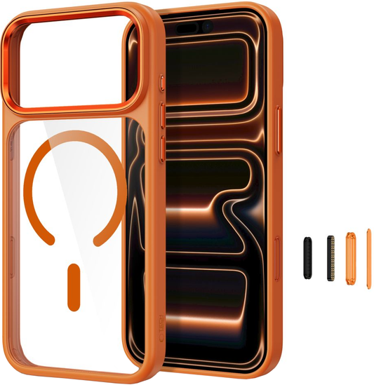 Hülle für Apple iPhone 18 Pro / 17 Pro, Tech-Protect, Magmat CC, Transparent Orange