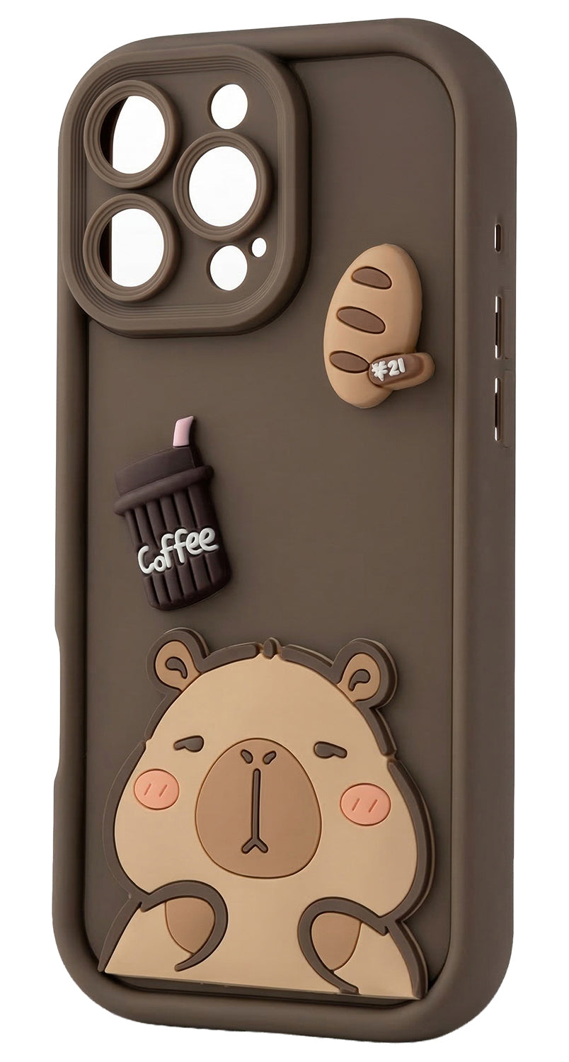 Hülle für Apple iPhone 17 Pro, OEM, Ultra Trendy 3D Capybara, Braun