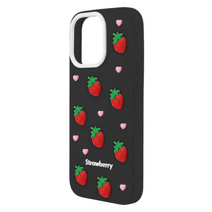 Case for Apple iPhone 16 Pro, OEM, Strawberry, Black
