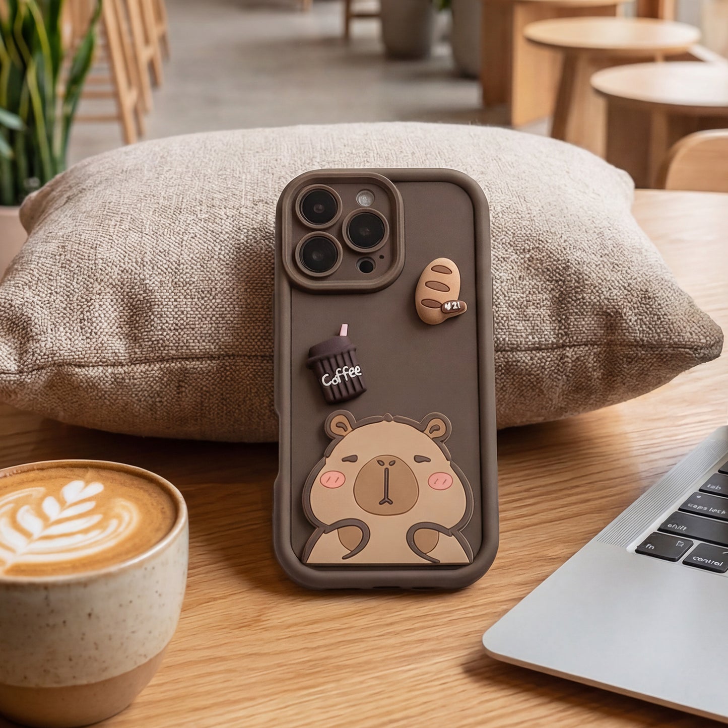 Hülle für Apple iPhone 15 Pro, OEM, Ultra Trendy 3D Capybara, Braun