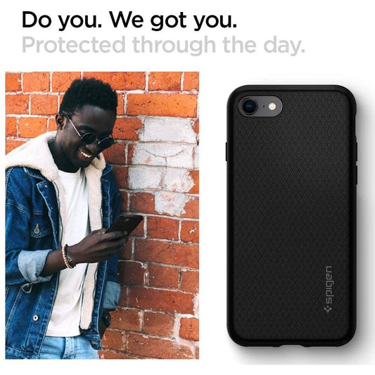 Hülle für Apple iPhone SE (2022) / SE (2020) / 8 / 7, Spigen, Liquid Air, Schwarz 042CS20511