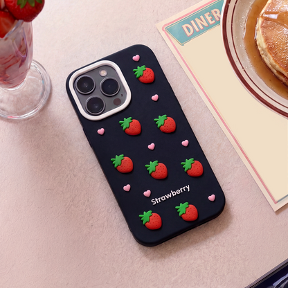 Case for Apple iPhone 16 Pro, OEM, Strawberry, Black