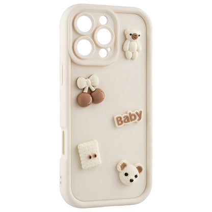 Hülle für Apple iPhone 14, OEM, Ultra Trendy 3D Bär, Beige
