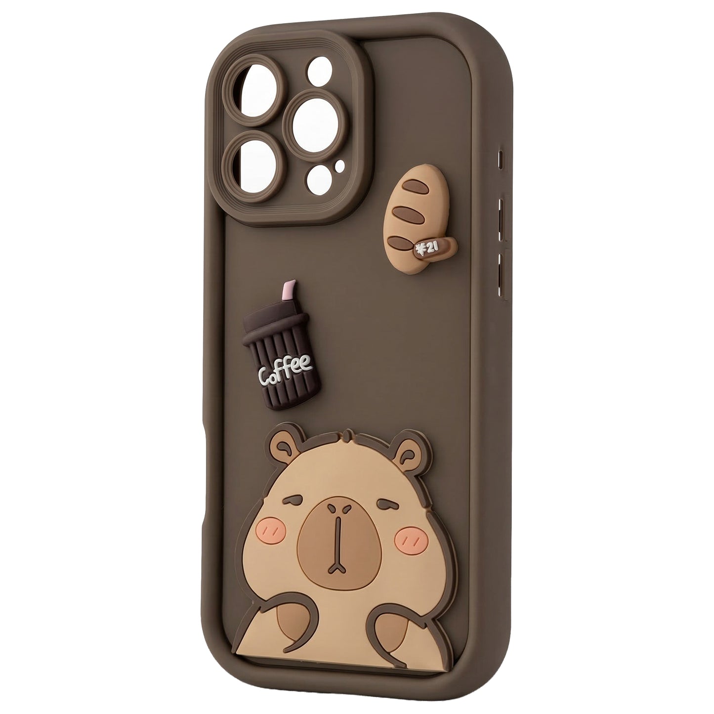 Hülle für Apple iPhone 14, OEM, Ultra Trendy 3D Capybara, Braun