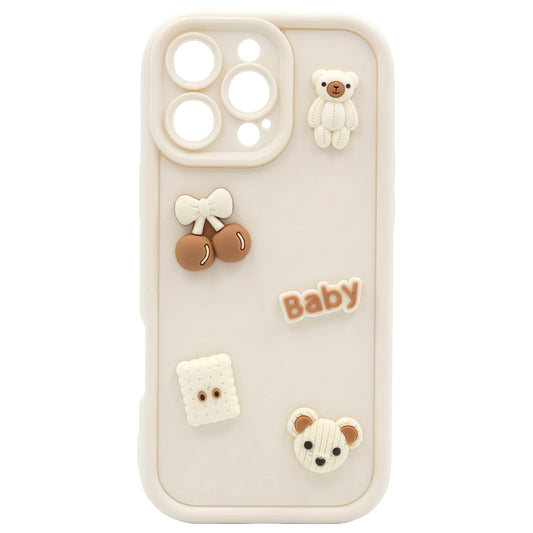 Hülle für Apple iPhone 17 Pro, OEM, Ultra Trendy 3D Bear, Beige