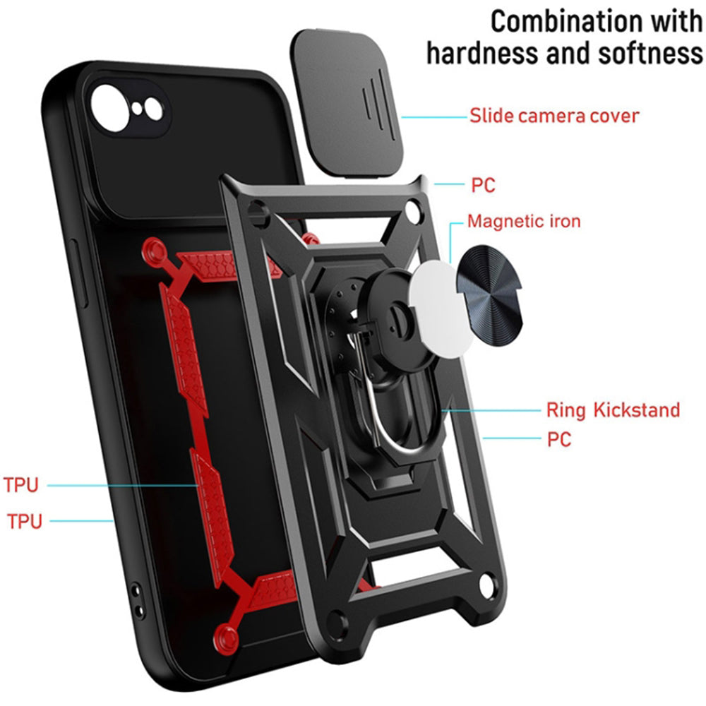 Hülle für Apple iPhone SE (2022) / SE (2020) / 8 / 7, Techsuit, CamShield, Schwarz