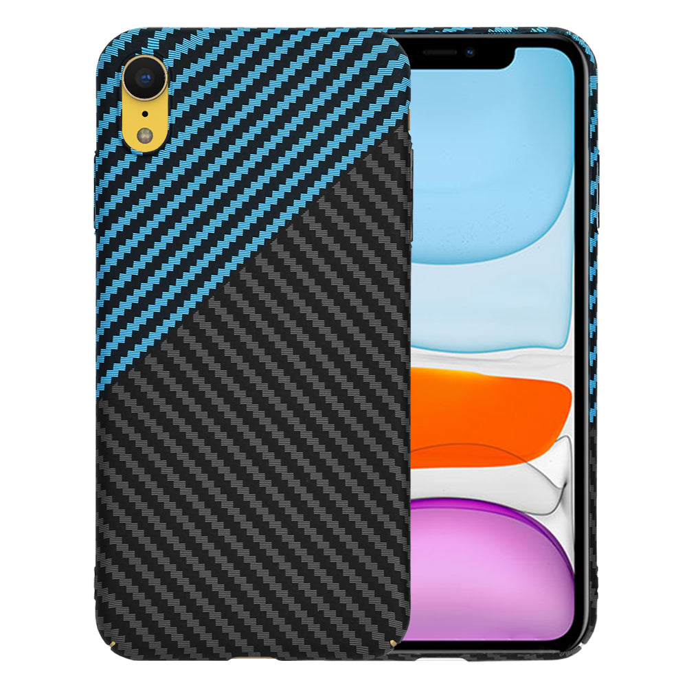 Hülle für Apple iPhone XR, Techsuit, Carbonite FiberShell, Schwarz Blau
