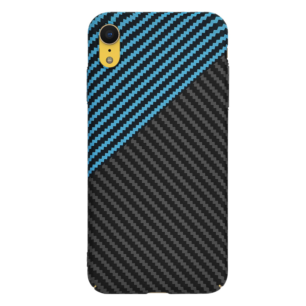 Hülle für Apple iPhone XR, Techsuit, Carbonite FiberShell, Schwarz Blau