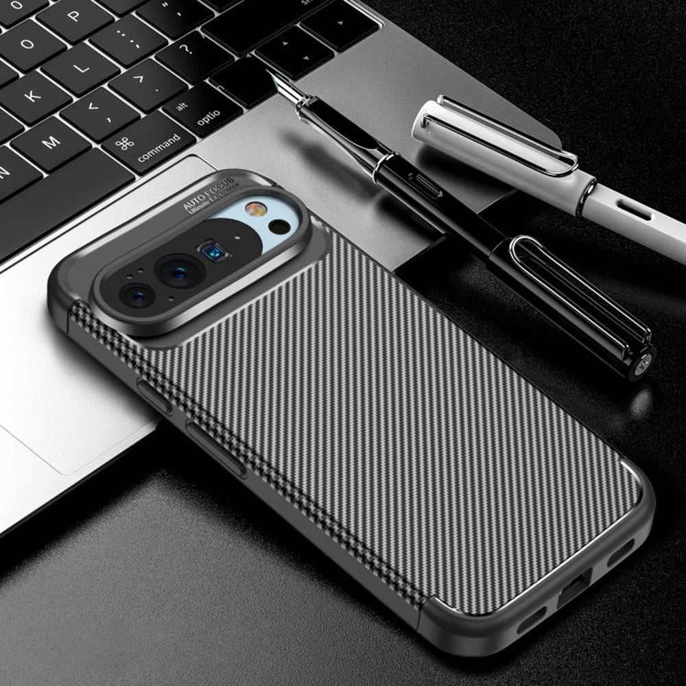 Hülle für Google Pixel 10 Pro XL, Techsuit, CarbonFiber, Schwarz
