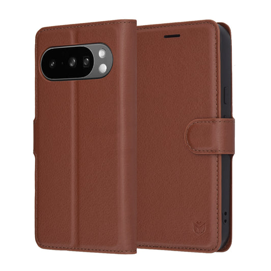 Hülle für Google Pixel 10 Pro XL, Techsuit, Leder-Folio, Braun