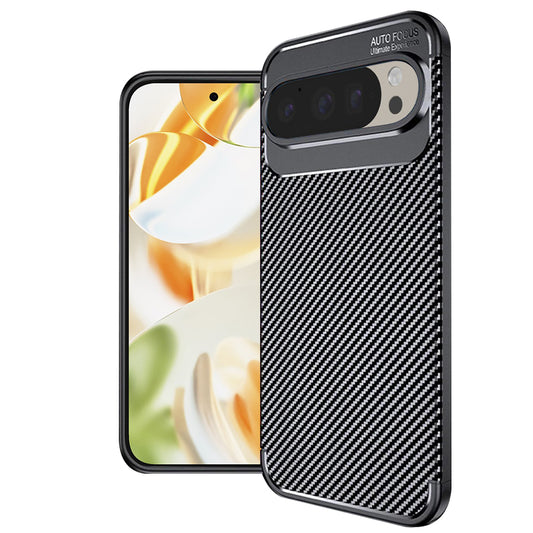 Hülle für Google Pixel 9 Pro, Techsuit, CarbonFiber, Schwarz