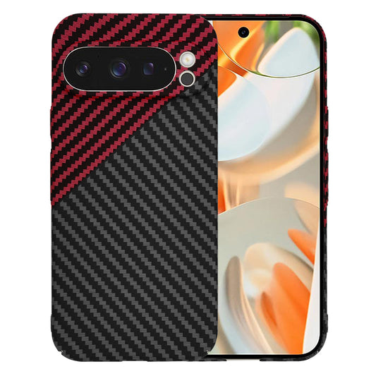 Hülle für Google Pixel 9 Pro, Techsuit, Carbonite FiberShell, Schwarz Rot