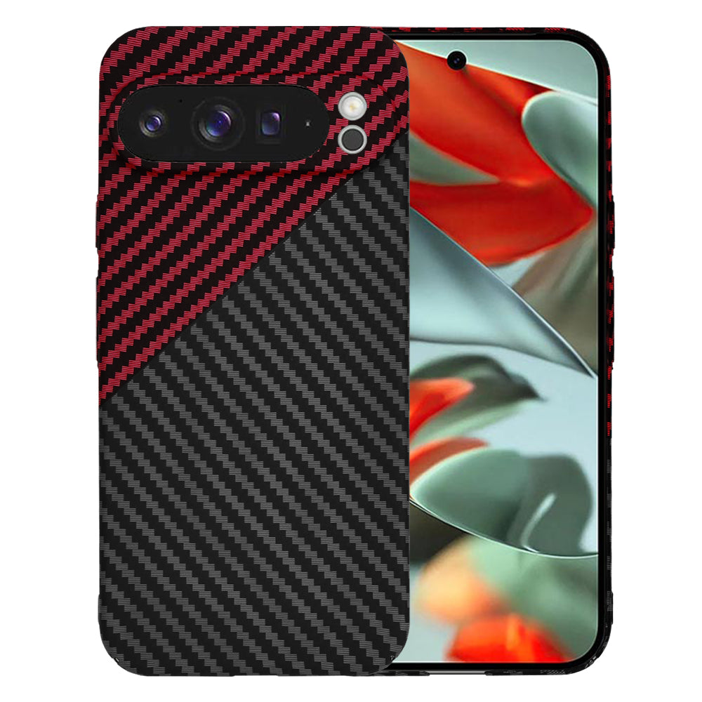 Hülle für Google Pixel 9 Pro XL, Techsuit, Carbonite FiberShell, Schwarz Rot