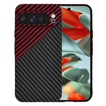 Hülle für Google Pixel 9 Pro XL, Techsuit, Carbonite FiberShell, Schwarz Rot