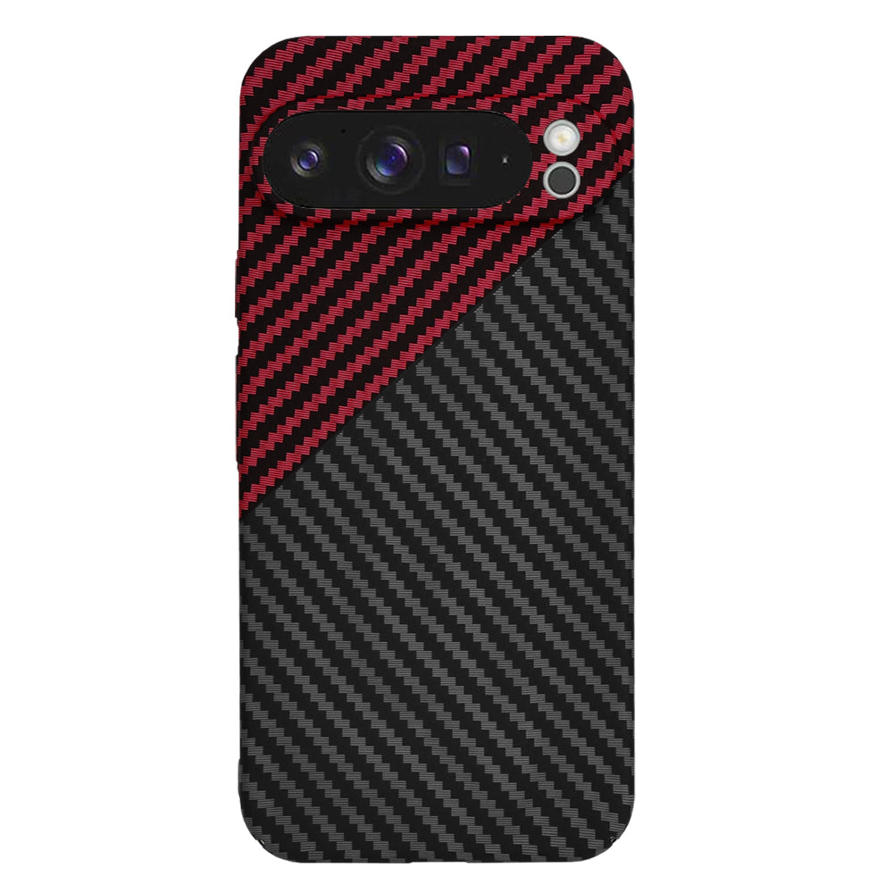 Hülle für Google Pixel 9 Pro XL, Techsuit, Carbonite FiberShell, Schwarz Rot
