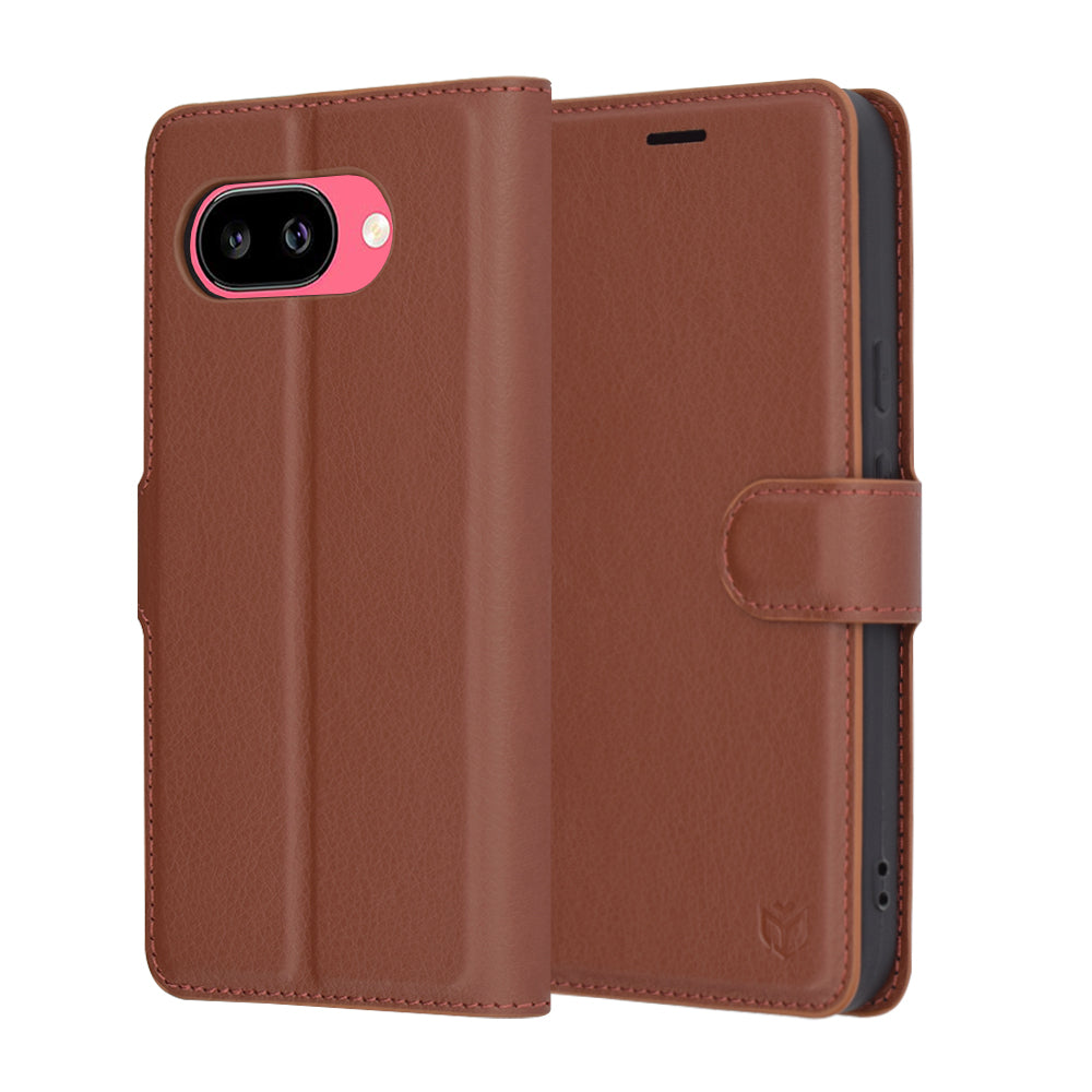 Hülle für Google Pixel 9a, Techsuit, Leather Folio, Braun