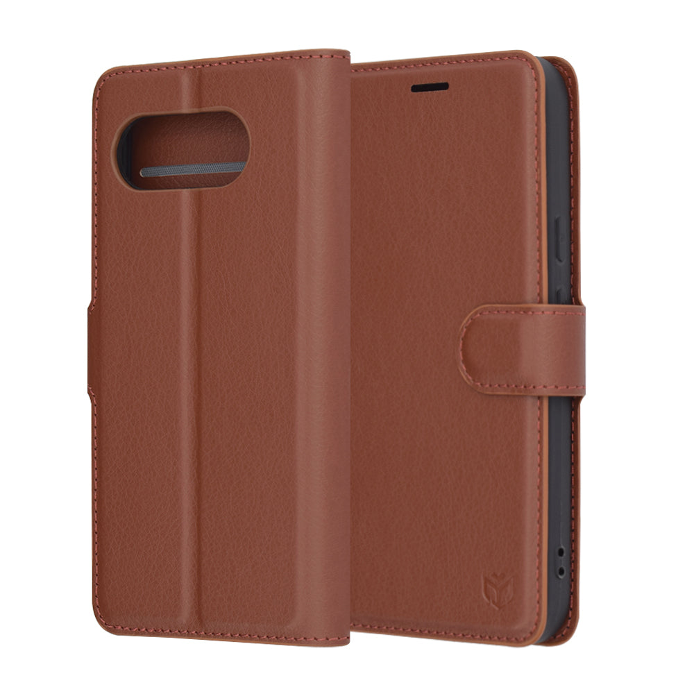Hülle für Google Pixel 9a, Techsuit, Leather Folio, Braun