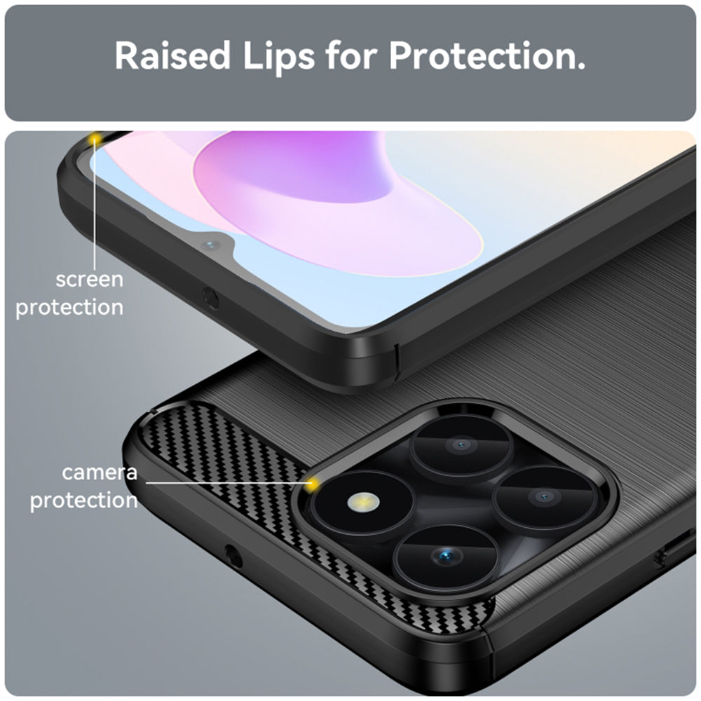 Hülle für Honor X6a, Techsuit, Carbon, Schwarz
