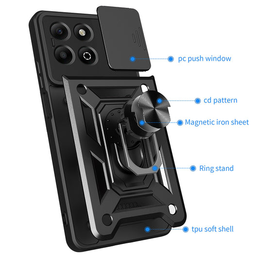 Hülle für Honor X6b, Techsuit, CamShield, Schwarz