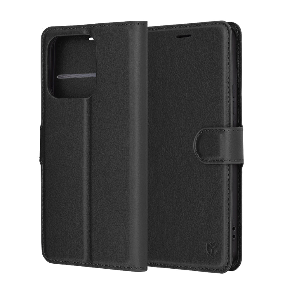 Case for Honor X8c, Techsuit, Leather Folio, Black