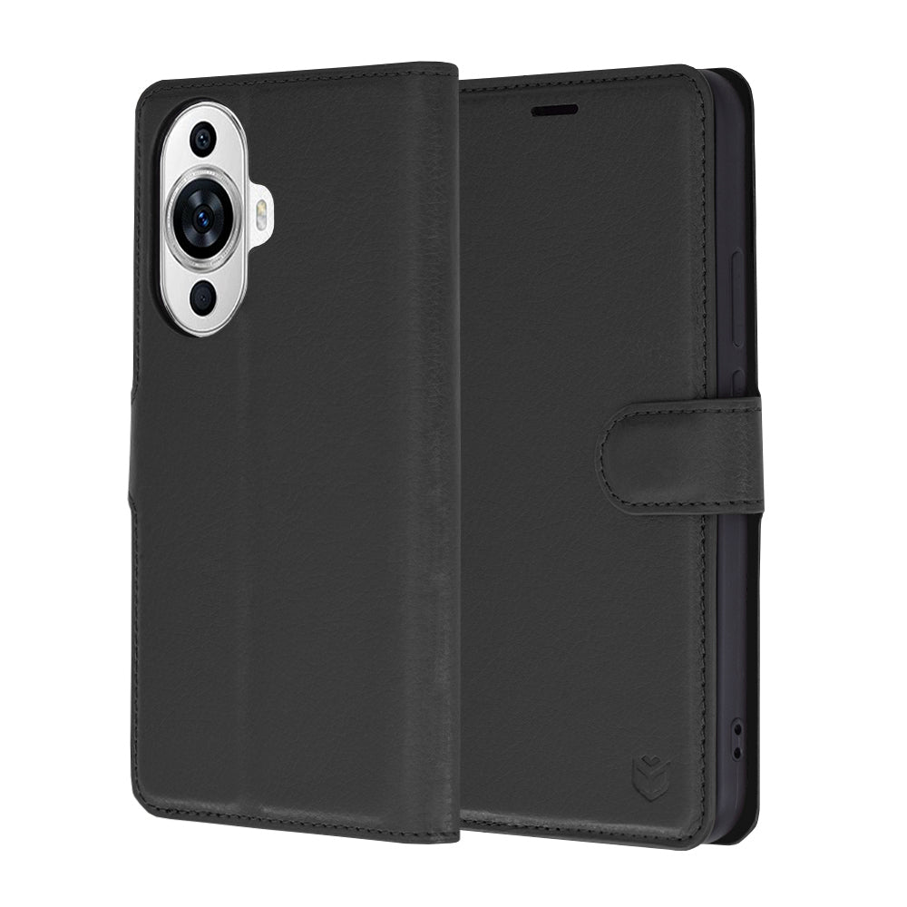 Hülle für Huawei nova 12s / nova 11, Techsuit, Leder-Folio, Schwarz