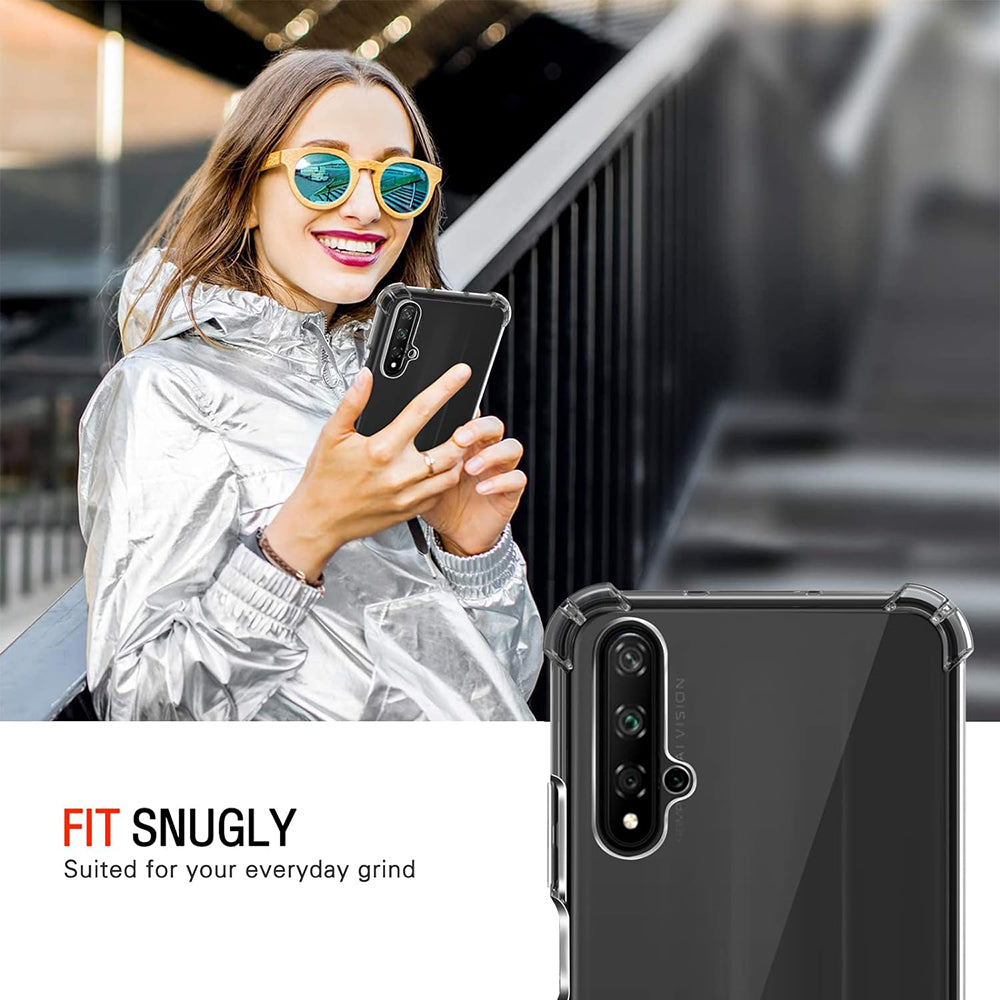 Hülle für Huawei nova 5T / Honor 20, Techsuit, stoßfest klar, transparent