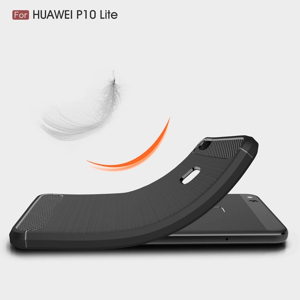 Hülle für Huawei P10 Lite, Techsuit, Carbon, Schwarz