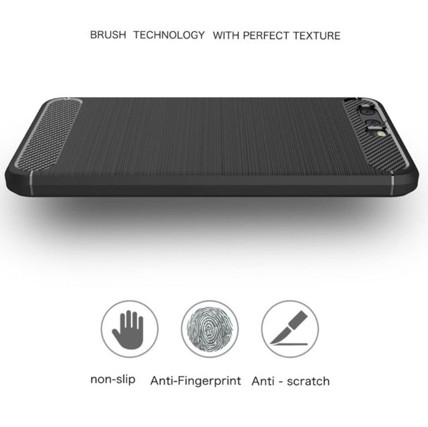 Hülle für Huawei P10, Techsuit, Carbon, Schwarz