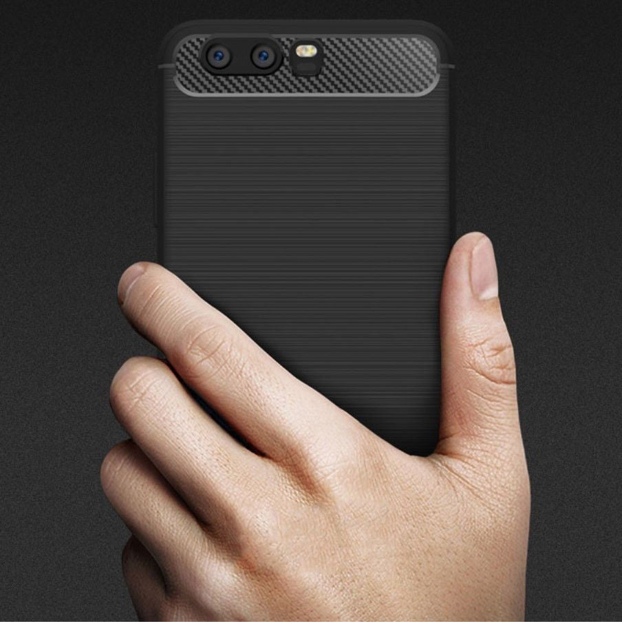 Hülle für Huawei P10, Techsuit, Carbon, Schwarz