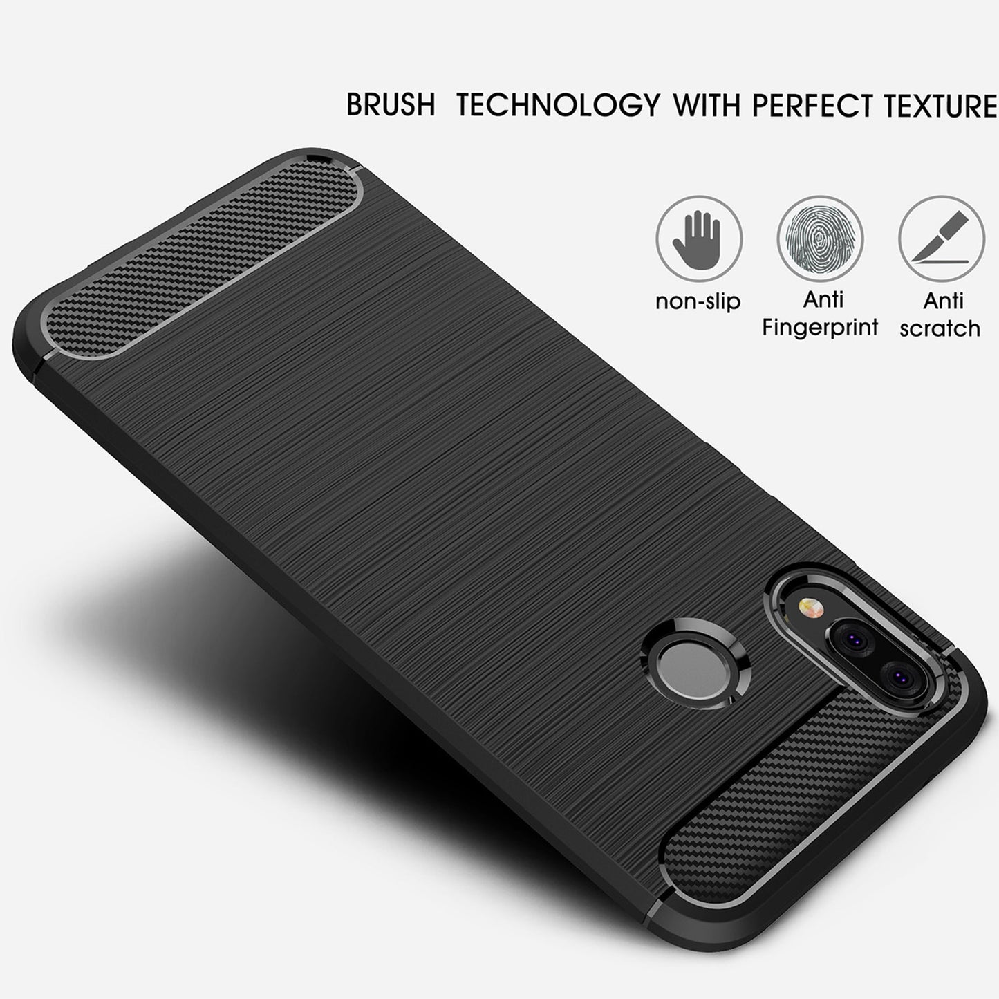 Hülle für Huawei P20 Lite, Techsuit, Carbon, Schwarz