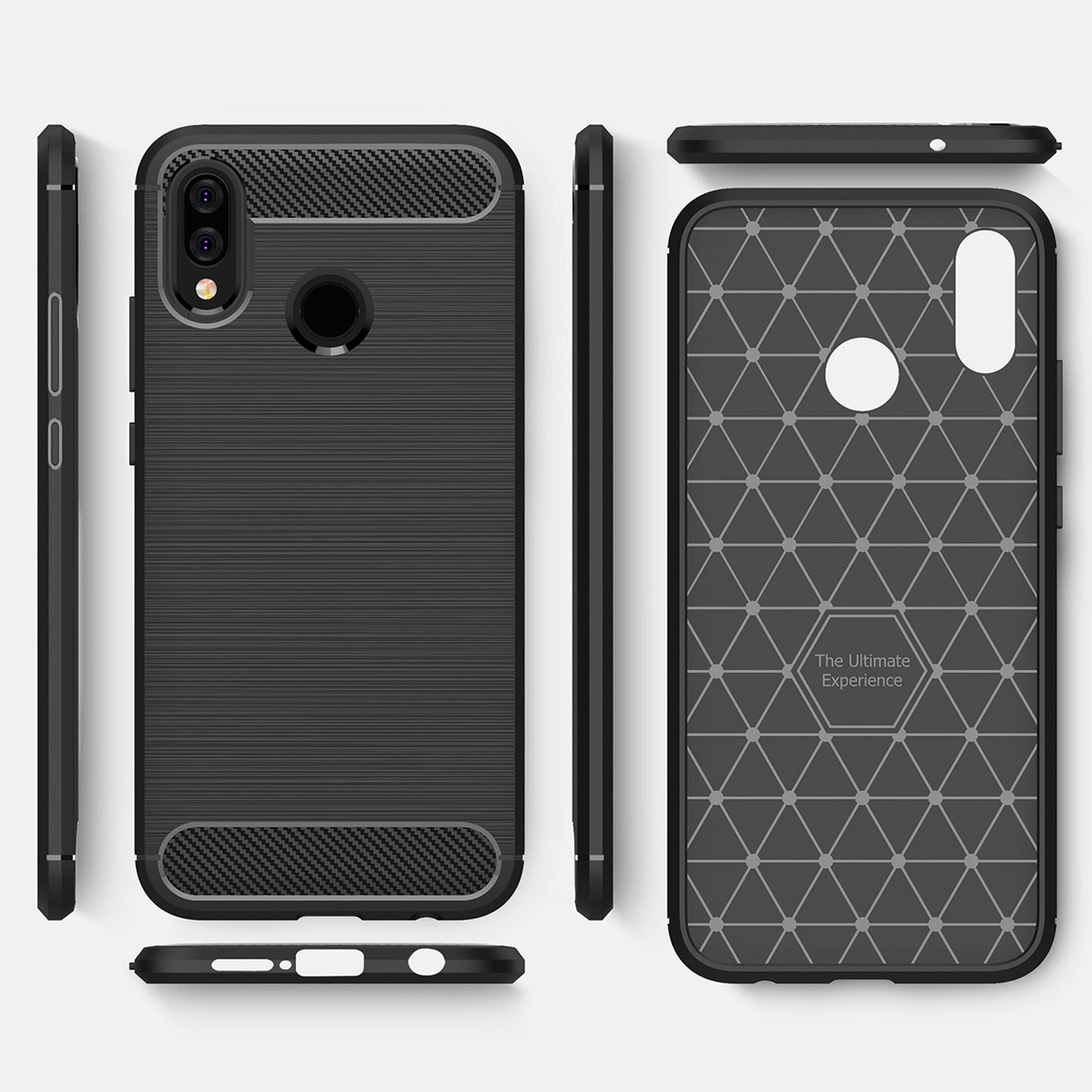 Hülle für Huawei P20 Lite, Techsuit, Carbon, Schwarz