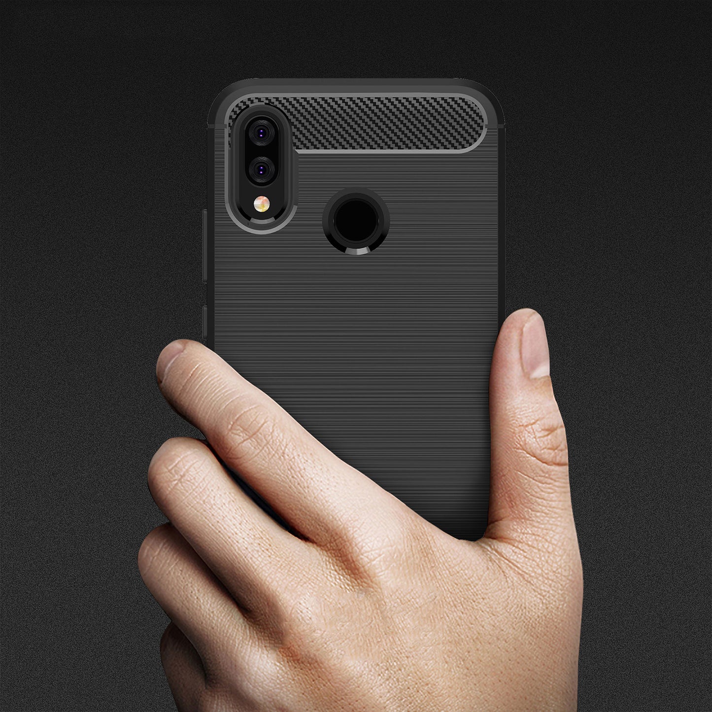 Hülle für Huawei P20 Lite, Techsuit, Carbon, Schwarz