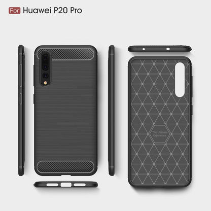 Hülle für Huawei P20 Pro, Techsuit, Carbon, Schwarz